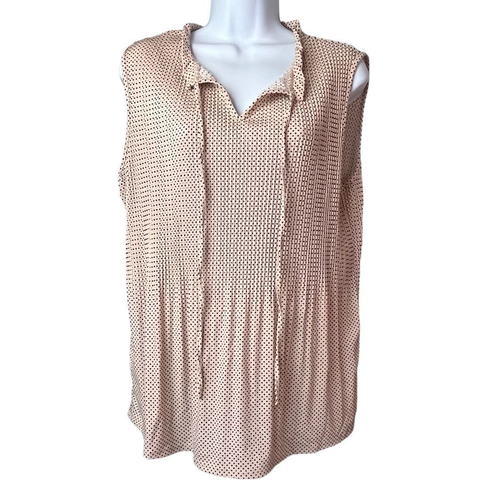 Adrianna Papell Womens Sleeveless Babydoll Blouse Size L Coquette Fairy Feminine